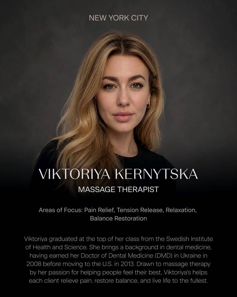 Viktoriya Kernytska, Massage Therapist, Remedy Place New York City